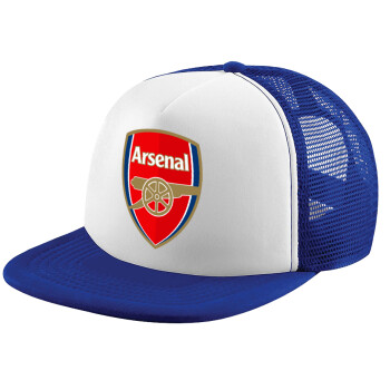 Arsenal, Καπέλο παιδικό Soft Trucker με Δίχτυ ΜΠΛΕ/ΛΕΥΚΟ (POLYESTER, ΠΑΙΔΙΚΟ, ONE SIZE)