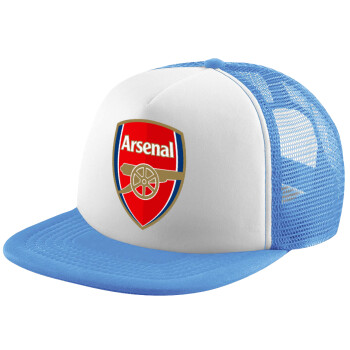 Arsenal, Καπέλο παιδικό Soft Trucker με Δίχτυ ΓΑΛΑΖΙΟ/ΛΕΥΚΟ (POLYESTER, ΠΑΙΔΙΚΟ, ONE SIZE)