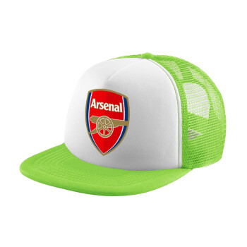 Arsenal, Adult Soft Trucker Hat with Mesh GREEN/WHITE (POLYESTER, ADULT, ONE SIZE)