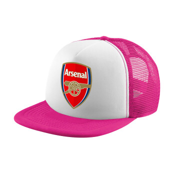 Arsenal, Καπέλο παιδικό Soft Trucker με Δίχτυ ΡΟΖ/ΛΕΥΚΟ (POLYESTER, ΠΑΙΔΙΚΟ, ONE SIZE)