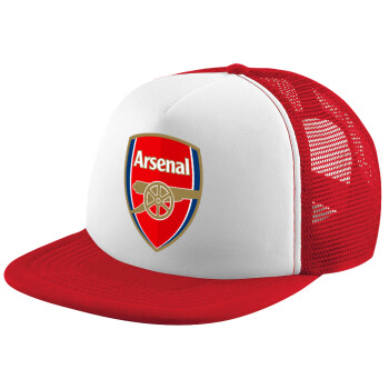 Arsenal, Adult Soft Trucker Hat with Red/White Mesh (POLYESTER, ADULT, UNISEX, ONE SIZE)