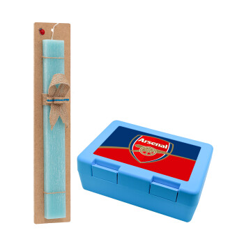 Arsenal, Easter Set, children's snack container BLUE & Easter aromatic flat candle (30cm) (TURQUOISE)