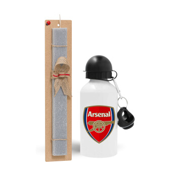 Arsenal, Easter Set, metallic aluminum water bottle (500ml) & aromatic flat Easter candle (30cm) (GRAY)