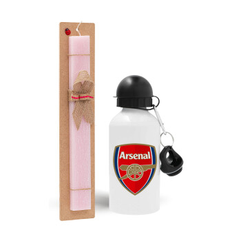 Arsenal, Easter Set, metallic aluminum bottle (500ml) & aromatic flat Easter candle (30cm) (PINK)