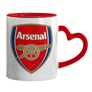 Arsenal, Mug heart red handle, ceramic, 330ml