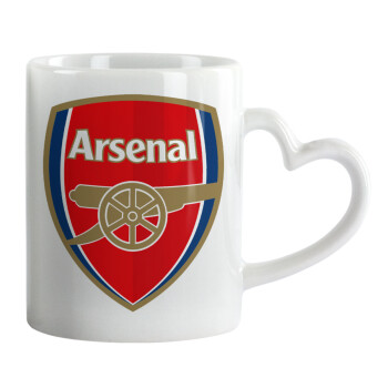 Arsenal, Κούπα καρδιά χερούλι λευκή, κεραμική, 330ml