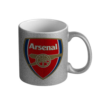 Arsenal, Κούπα Ασημένια Glitter που γυαλίζει, κεραμική, 330ml