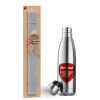 Easter Set, metallic stainless thermos flask (500ml) & scented flat Easter candle (30cm) (GRAY)