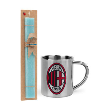 ACM, Easter Set, metallic thermal cup (300ml) & aromatic flat Easter candle (30cm) (TURQUOISE)