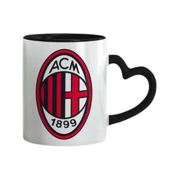 ACM, Mug heart black handle, ceramic, 330ml