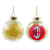 Transparent Christmas tree ball ornament with gold filling 8cm