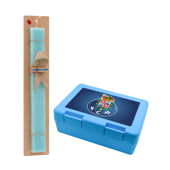 FCP, Easter Set, children's snack container BLUE & Easter aromatic flat candle (30cm) (TURQUOISE)