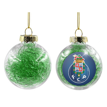 FCP, Transparent Christmas tree ball ornament with green filling 8cm