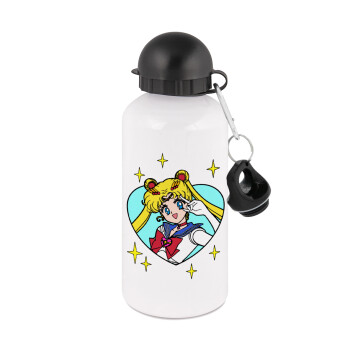 Sailor Moon star, Μεταλλικό παγούρι νερού, Λευκό, αλουμινίου 500ml