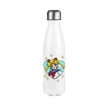 Sailor Moon star, Metal mug thermos White (Stainless steel), double wall, 500ml