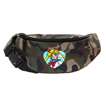 Sailor Moon star, Unisex waist bag (banana) in Jungle camouflage color with 2 pockets