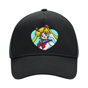 Sailor Moon star, Adult Ultimate Hat BLACK, (100% COTTON DRILL, ADULT, UNISEX, ONE SIZE)