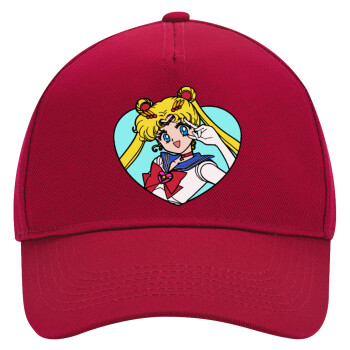 Sailor Moon star, Καπέλο Ενηλίκων Ultimate ΚΟΚΚΙΝΟ, (100% ΒΑΜΒΑΚΕΡΟ DRILL, ΕΝΗΛΙΚΩΝ, UNISEX, ONE SIZE)