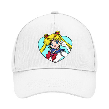 Sailor Moon star, Καπέλο Ενηλίκων Baseball, Drill, Λευκό (100% ΒΑΜΒΑΚΕΡΟ, ΕΝΗΛΙΚΩΝ, UNISEX, ONE SIZE)