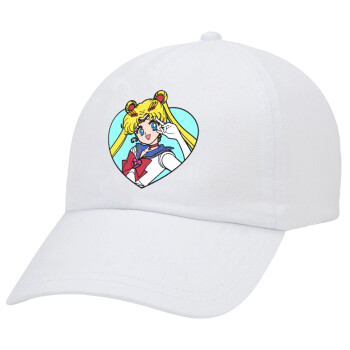 Sailor Moon star, Καπέλο Ενηλίκων Baseball Λευκό 5-φύλλο (POLYESTER, ΕΝΗΛΙΚΩΝ, UNISEX, ONE SIZE)