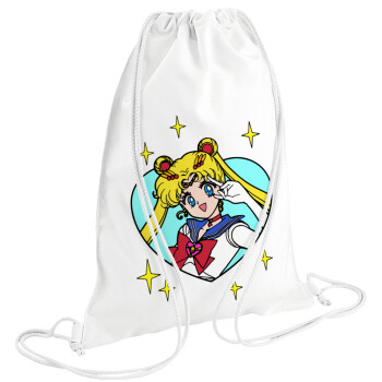 Sailor Moon star, Backpack pouch GYMBAG white (28x40cm)