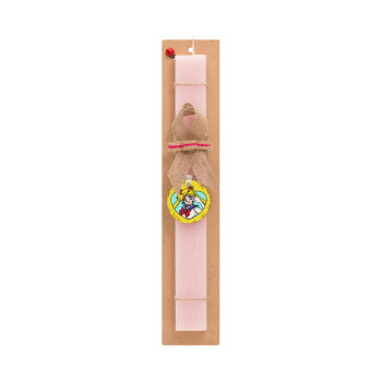 Sailor Moon star, Easter Set, wooden keychain & scented flat Easter candle (30cm) (PINK)