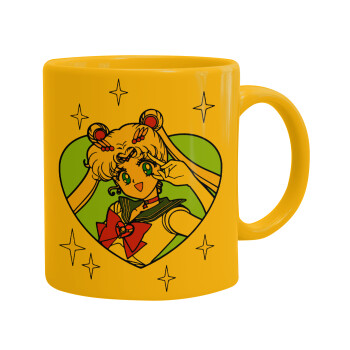 Sailor Moon star, Ceramic coffee mug yellow, 330ml