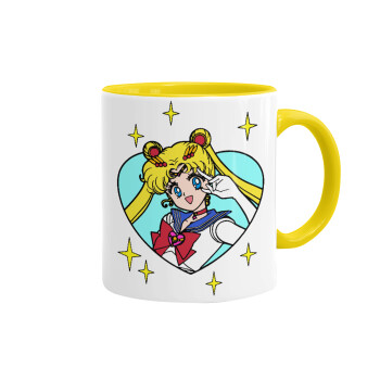 Sailor Moon star, Κούπα χρωματιστή κίτρινη, κεραμική, 330ml