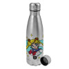 Metallic water bottle, stainless steel, 750ml