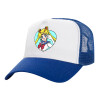 Adult Structured Trucker Hat, with Mesh, WHITE/BLUE (100% COTTON, ADULT, UNISEX, ONE SIZE)