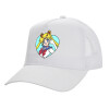 Structured Trucker Adult Hat, with Mesh, WHITE (100% COTTON, ADULT, UNISEX, ONE SIZE)