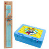 Easter Set, children's snack container BLUE & Easter aromatic flat candle (30cm) (TURQUOISE)