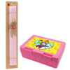 Easter Set, children's snack container PINK & scented flat Easter candle (30cm) (PINK)