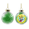 Transparent Christmas tree ball ornament with green filling 8cm