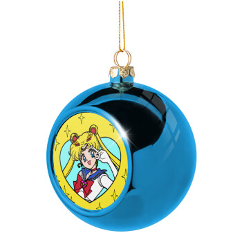 Sailor Moon star, Blue Christmas tree ball ornament 8cm