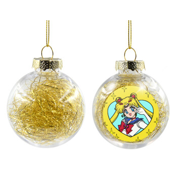 Sailor Moon star, Χριστουγεννιάτικη μπάλα δένδρου διάφανη με χρυσό γέμισμα 8cm