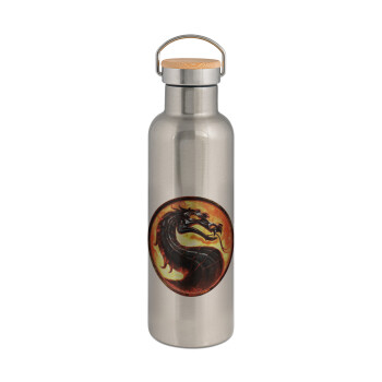 Mortal Kombat, Stainless steel Silver with wooden lid (bamboo), double wall, 750ml