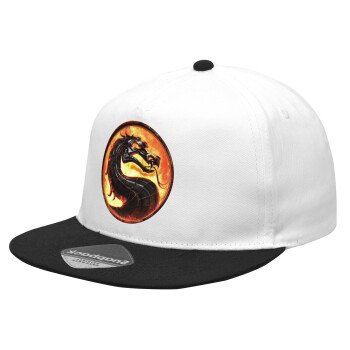 Mortal Kombat, Καπέλο Ενηλίκων Flat Snapback Λευκό/Μαύρο, (100% ΒΑΜΒΑΚΕΡΟ Twill, ΕΝΗΛΙΚΩΝ, UNISEX, ONE SIZE)