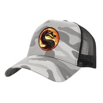 Mortal Kombat, Adult Structured Trucker Hat, with Mesh, (Camouflage) Army Camo (100% COTTON, ADULT, UNISEX, ONE SIZE)