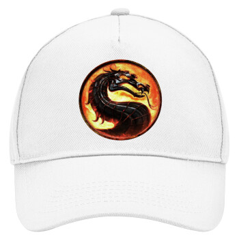 Mortal Kombat, Adult Baseball Cap, Drill, White (100% COTTON, ADULT, UNISEX, ONE SIZE)