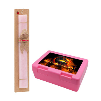 Mortal Kombat, Easter Set, children's snack container PINK & scented flat Easter candle (30cm) (PINK)