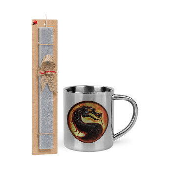 Mortal Kombat, Easter Set, metallic thermal cup (300ml) & Easter aromatic flat candle (30cm) (GRAY)