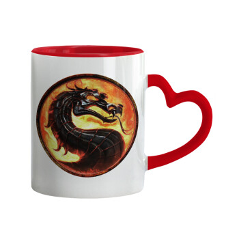 Mortal Kombat, Mug heart red handle, ceramic, 330ml