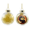 Transparent Christmas tree ball ornament with gold filling 8cm