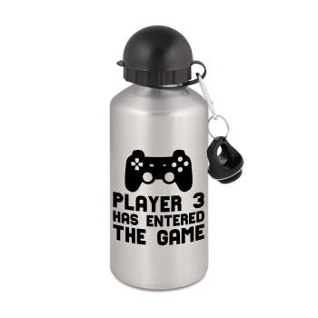 Player 3 has entered the Game, Metallic water jug, Silver, aluminum 500ml