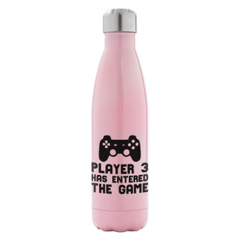 Player 3 has entered the Game, Metal mug thermos Pink Iridiscent (Stainless steel), double wall, 500ml