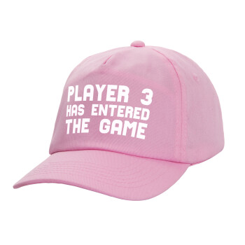 Player 3 has entered the Game, Adult Baseball Cap, 100% Cotton, PINK (COTTON, ADULT, UNISEX, ONE SIZE)