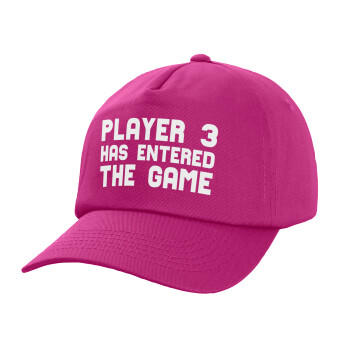 Player 3 has entered the Game, Adult Baseball Cap, 100% Cotton, Purple (COTTON, ADULT, UNISEX, ONE SIZE)