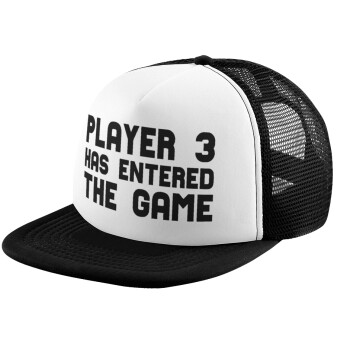 Player 3 has entered the Game, Καπέλο Ενηλίκων Soft Trucker με Δίχτυ Black/White (POLYESTER, ΕΝΗΛΙΚΩΝ, UNISEX, ONE SIZE)