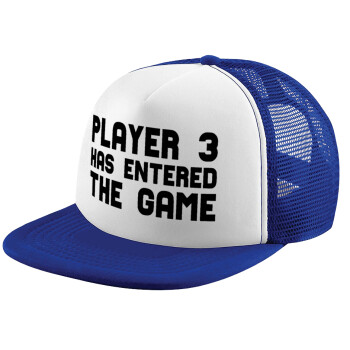 Player 3 has entered the Game, Child's Soft Trucker Hat with Blue/White Mesh (POLYESTER, CHILD, ONE SIZE)